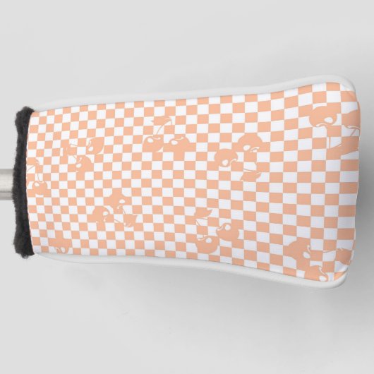 Peach Fuzz Cherry Gingham Pattern Golf Headcover (Vorderseite)