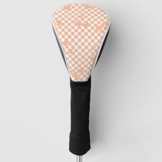 Peach Fuzz Cherry Gingham Pattern Golf Headcover (Vorderseite)