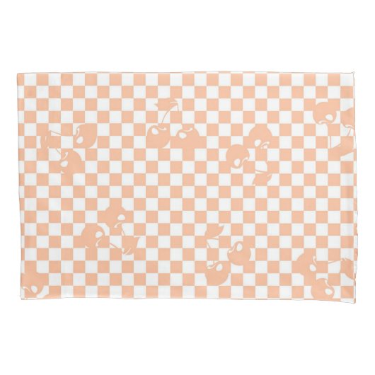 Peach Fuzz Cherry Gingham Pattern Kissenbezug (Vorderseite)