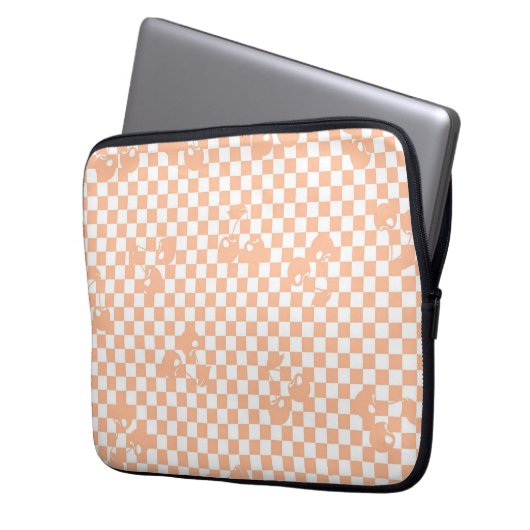 Peach Fuzz Cherry Gingham Pattern Laptopschutzhülle (Vorderseite Links)