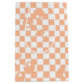 Peach Fuzz Cherry Gingham Pattern Mittlere Geschenktüte (Vorderseite)