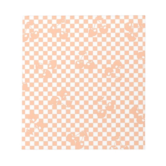 Peach Fuzz Cherry Gingham Pattern Notizblock (Vorderseite)