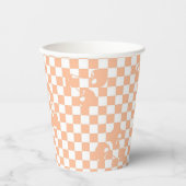 Peach Fuzz Cherry Gingham Pattern Pappbecher (Vorderseite)