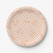 Peach Fuzz Cherry Gingham Pattern Pappteller (Vorderseite)