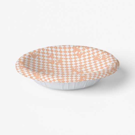 Peach Fuzz Cherry Gingham Pattern Pappteller (Gewinkelt)