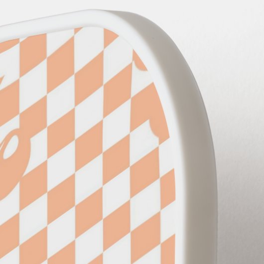 Peach Fuzz Cherry Gingham Pattern Pickleball Schläger (Linke Seite)