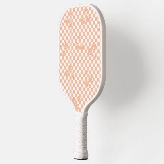 Peach Fuzz Cherry Gingham Pattern Pickleball Schläger (Links)