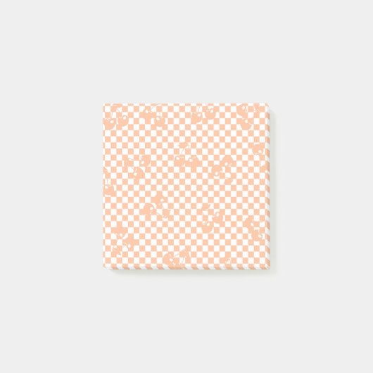 Peach Fuzz Cherry Gingham Pattern Post-it Klebezettel (Vorderseite)