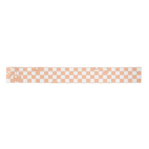 Peach Fuzz Cherry Gingham Pattern Satinband
