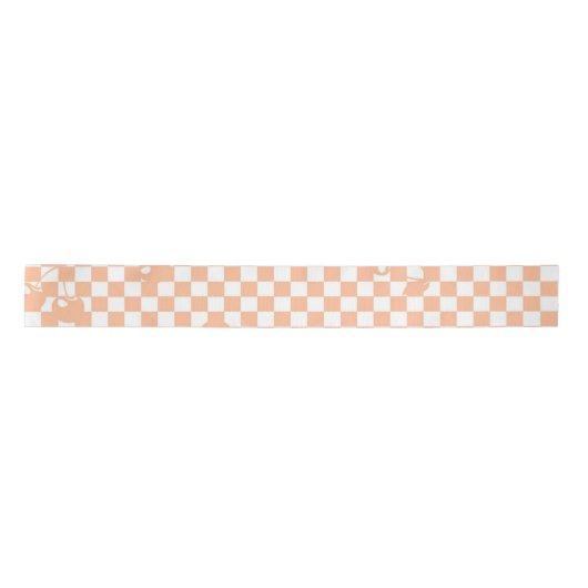 Peach Fuzz Cherry Gingham Pattern Satinband (Vorderseite)