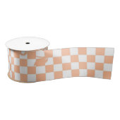 Peach Fuzz Cherry Gingham Pattern Satinband (Spule)