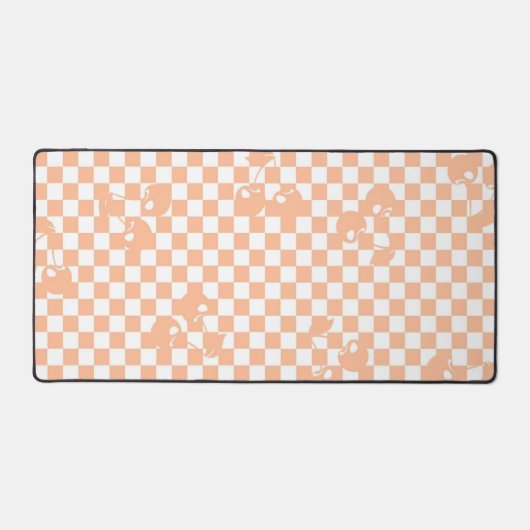 Peach Fuzz Cherry Gingham Pattern Schreibtischunterlage (Vorderseite)