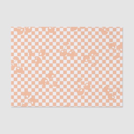 Peach Fuzz Cherry Gingham Pattern Seidenpapier (Vorderseite)