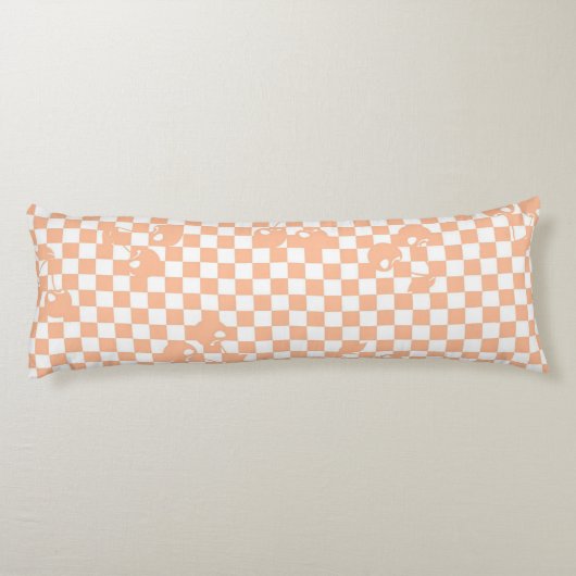 Peach Fuzz Cherry Gingham Pattern Seitenschläferkissen (Rückseite)