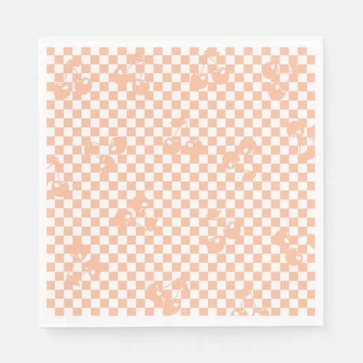 Peach Fuzz Cherry Gingham Pattern Serviette (Vorderseite)