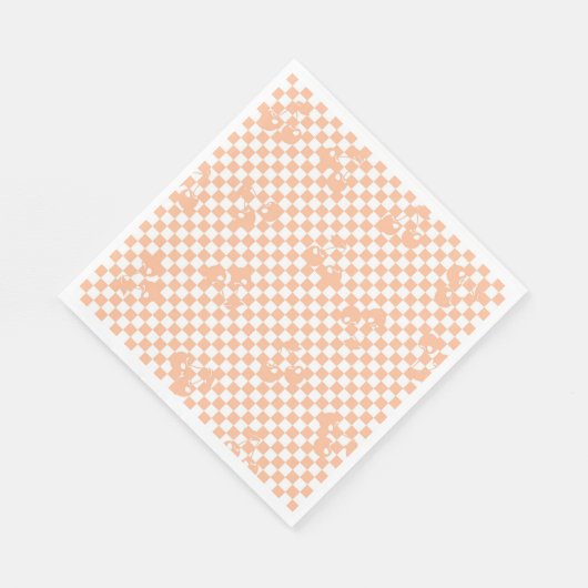 Peach Fuzz Cherry Gingham Pattern Serviette (Ecke)