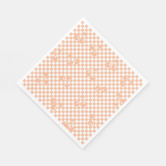 Peach Fuzz Cherry Gingham Pattern Serviette (Ecke)
