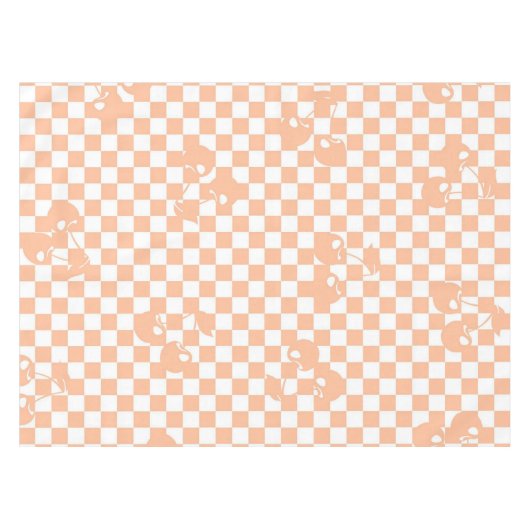 Peach Fuzz Cherry Gingham Pattern Tischdecke (Vorderseite (Horizontal))