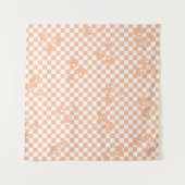 Peach Fuzz Cherry Gingham Pattern Wandteppich (Vorderseite (Horizontal))