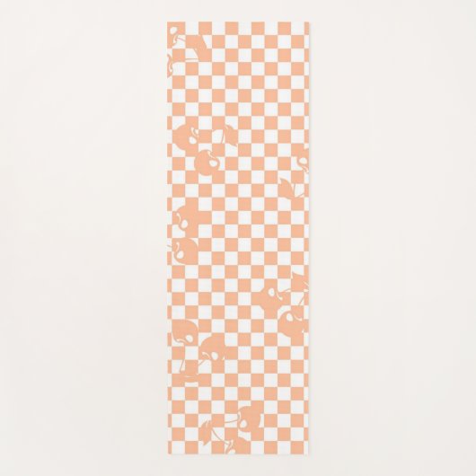 Peach Fuzz Cherry Gingham Pattern Yogamatte (Vorderseite)