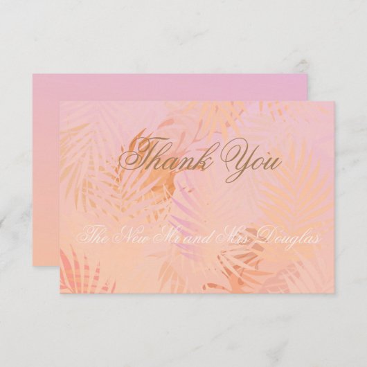 Peach Fuzz Classic Minimalistisch Moderne Hochzeit Dankeskarte (Vorne/Hinten)