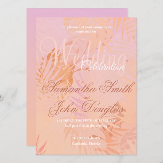 Peach Fuzz Classic Minimalistisch Moderne Hochzeit Einladung (Vorne/Hinten)