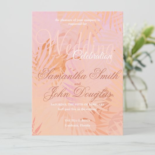 Peach Fuzz Classic Minimalistisch Moderne Hochzeit Einladung (Stehend Vorderseite)