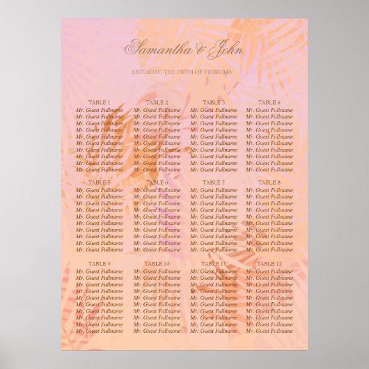 Peach Fuzz Classic Minimalistisch Moderne Hochzeit Poster (Vorne)
