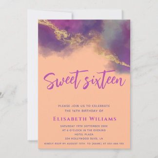 Peach fuzz coole Abstrakte Alkoholtupfer Goldschri Einladung