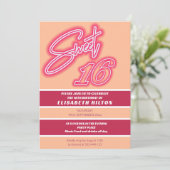 Peach fuzz Cooler Spaß Neon rosa Typografie Streif Einladung (Stehend Vorderseite)