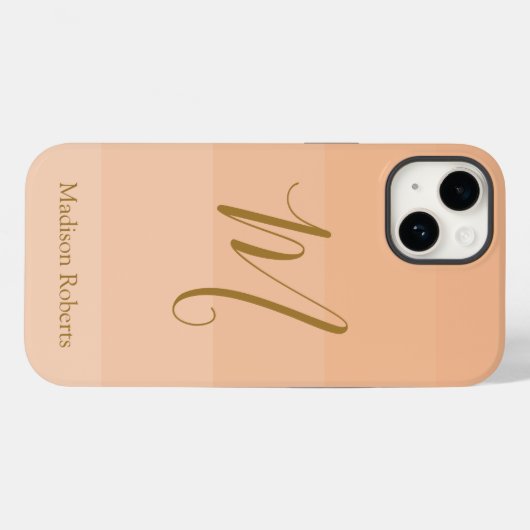 Peach Fuzz Custom Monogram Name Case-Mate iPhone Hülle (Rückseite (Horizontal))