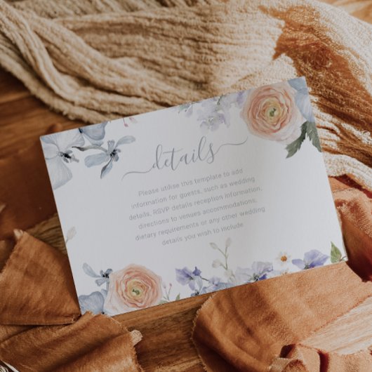 Peach Fuzz Dusty Blue Trendy Wedding Details Begleitkarte