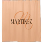 Peach Fuzz Eleganter Personalisierter Name Duschvorhang (Vorderseite)