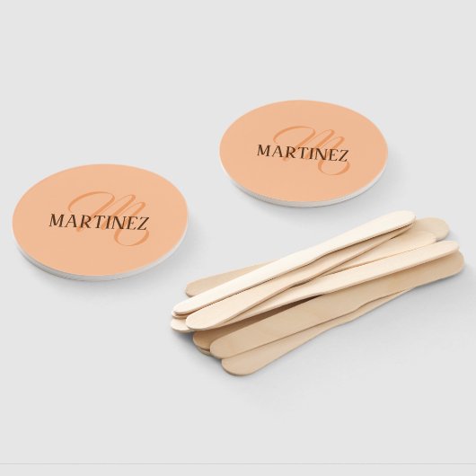 Peach Fuzz Eleganter Personalisierter Name Fächer (Non-assembled)