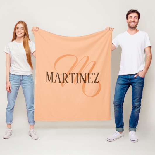 Peach Fuzz Eleganter Personalisierter Name Fleecedecke (Beispiel)