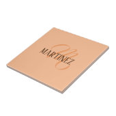 Peach Fuzz Eleganter Personalisierter Name Fliese (Seite)