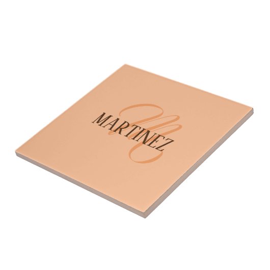 Peach Fuzz Eleganter Personalisierter Name Fliese (Seite)