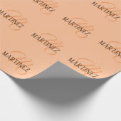 Peach Fuzz Eleganter Personalisierter Name Geschenkpapier (Ecke)