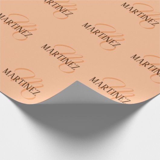 Peach Fuzz Eleganter Personalisierter Name Geschenkpapier (Ecke)