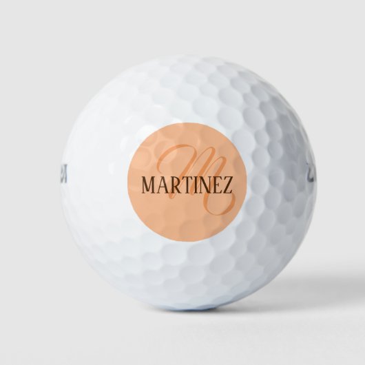 Peach Fuzz Eleganter Personalisierter Name Golfball (Vorderseite)