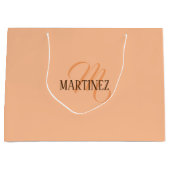 Peach Fuzz Eleganter Personalisierter Name Große Geschenktüte (Vorderseite)