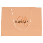 Peach Fuzz Eleganter Personalisierter Name Große Geschenktüte (Rückseite)