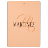 Peach Fuzz Eleganter Personalisierter Name Klemmbrett (Rückseite)