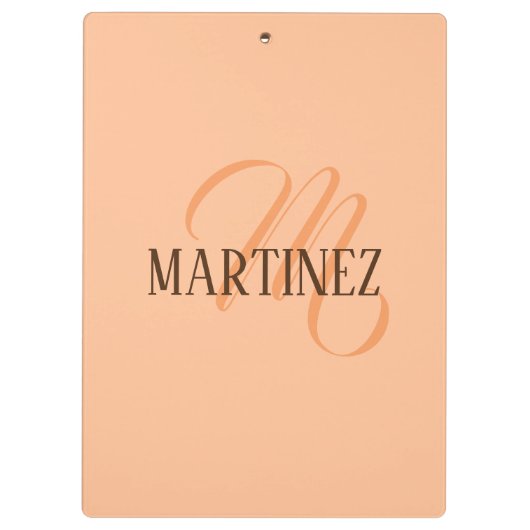 Peach Fuzz Eleganter Personalisierter Name Klemmbrett (Rückseite)