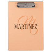 Peach Fuzz Eleganter Personalisierter Name Klemmbrett (Vorderseite)