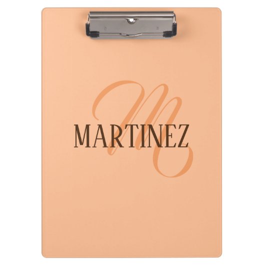 Peach Fuzz Eleganter Personalisierter Name Klemmbrett (Vorderseite)