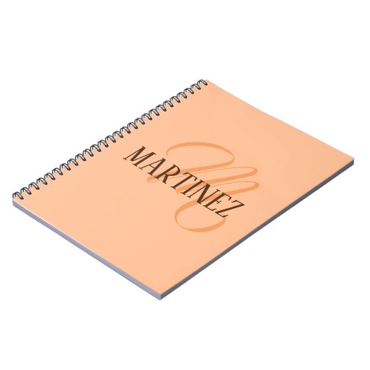Peach Fuzz Eleganter Personalisierter Name Notizblock (Linke Seite)