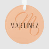 Peach Fuzz Eleganter Personalisierter Name Ornament (Rückseite)