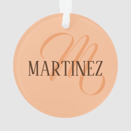 Peach Fuzz Eleganter Personalisierter Name Ornament (Rückseite)