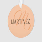 Peach Fuzz Eleganter Personalisierter Name Ornament (Vorderseite)